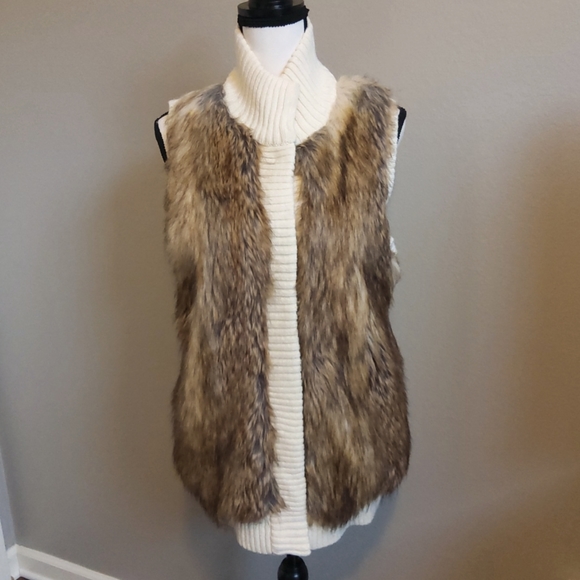 MICHAEL Michael Kors Jackets & Blazers - Michael Kors Fur Sweater Brass Snap Vest